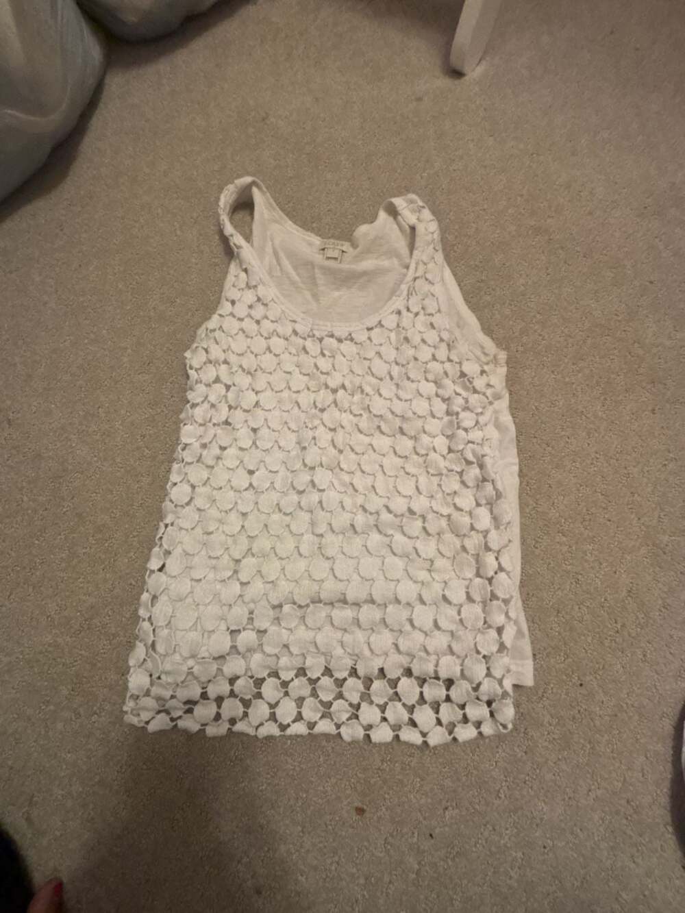 J.Crew Crochet Dot Tank Top Size S White